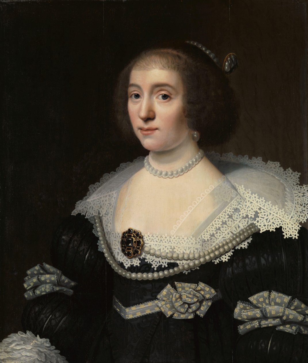 Porträtt av Amalia van Solms (1602-75) av Michiel Jansz van Mierevelt (copy after)