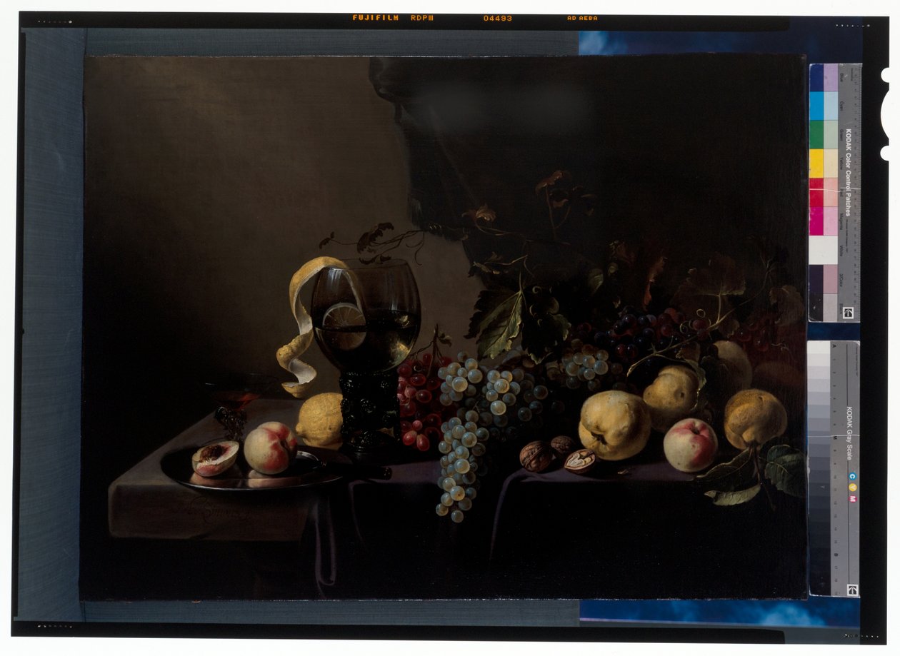 Stilleben med frukt och vindruvor av Michiel Simons