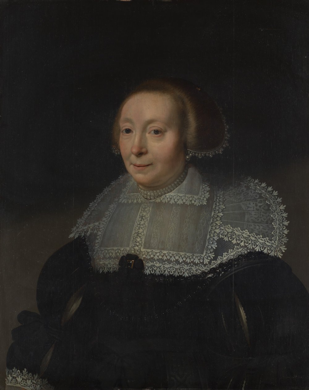 Porträtt av en kvinna med spetskrage, ca. 1632-35. av Michiel Jansz van Mierevelt