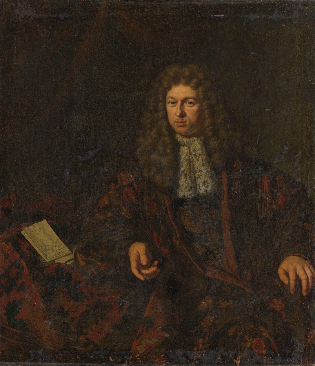 Porträtt av Nicolaes Witsen (1641-1717) av Michiel van Musscher (signed by artist)