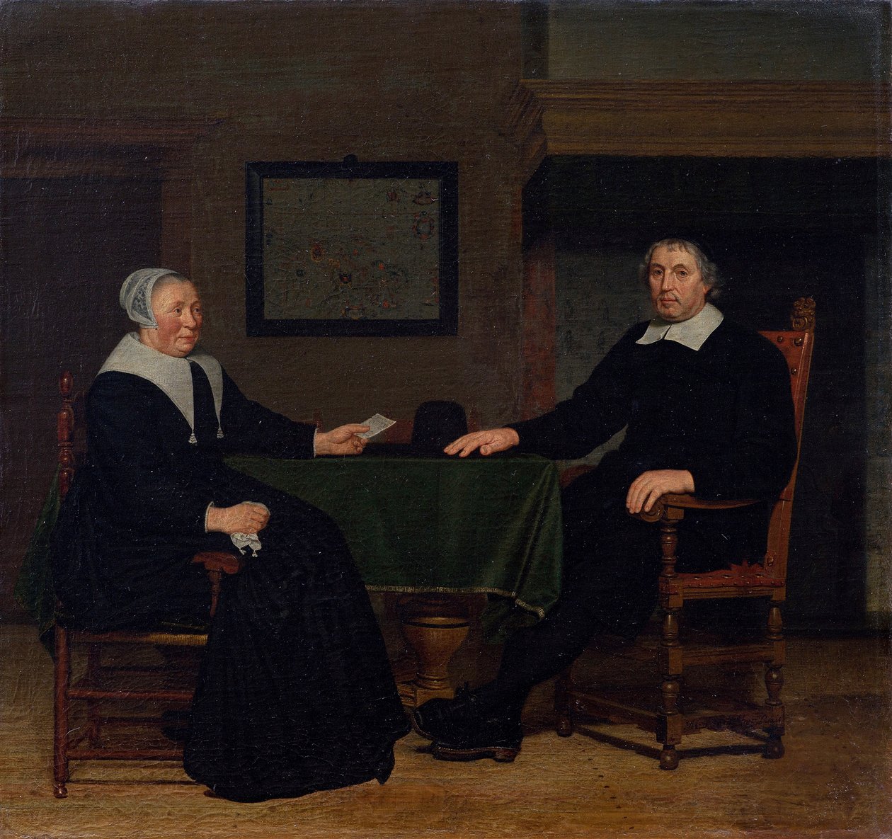 Porträtt av Adriaen Corver och hans fru Rijckje Theulingh. av Michiel van Musscher