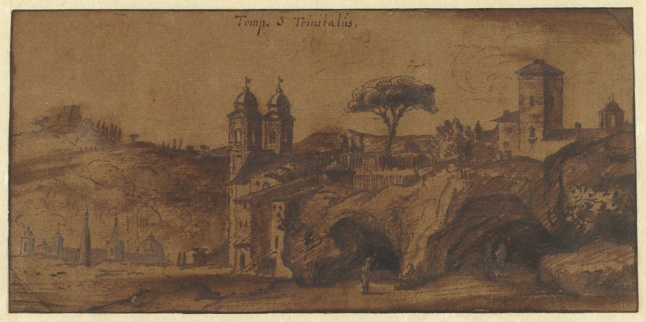 Utsikt över SS Trinità dei Monti i Rom av Michiel van Overbeek