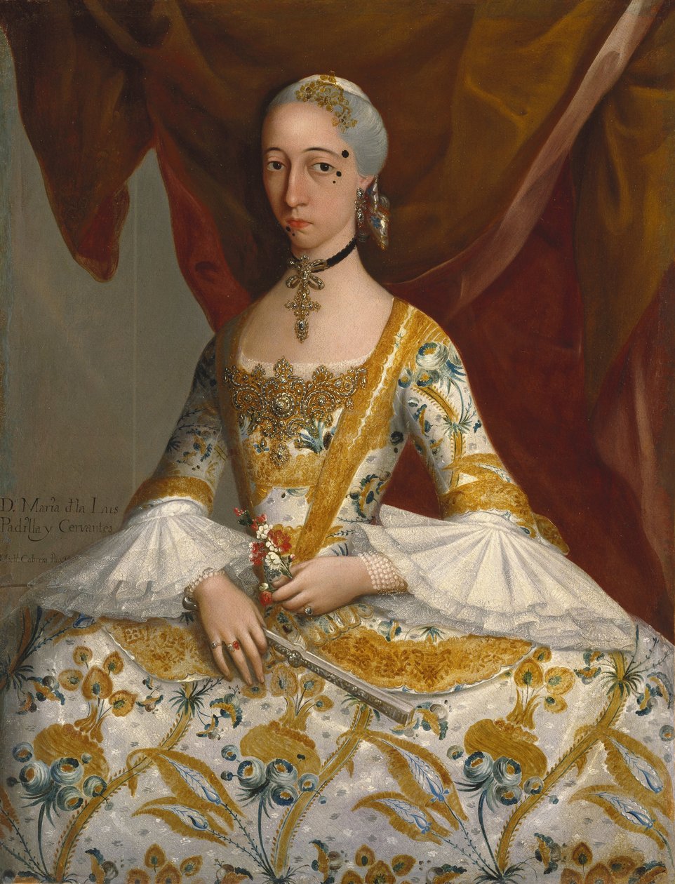 Fru María de la Luz Padilla och (Gómez de) Cervantes av Miguel Cabrera