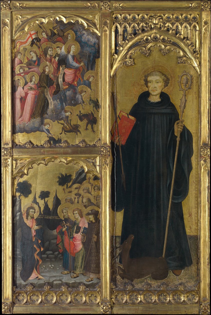 Saint Giles med Kristus som triumferar över Satan och apostlarnas mission, ca. 1408. av Miguel Alcaniz