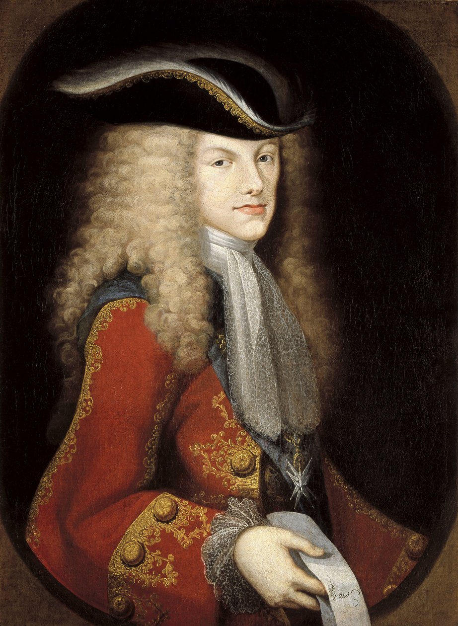 Porträtt av kung Filip V av Spanien (1683-1746) (olja på duk) av Miguel Jacinto Meléndez