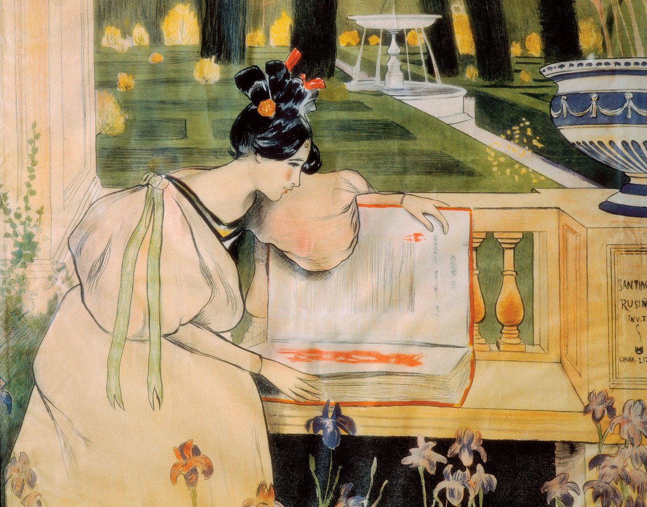 Presentationsaffisch av sidorna av Rusinol i Prats liv (litografi av Miguel Utrillo