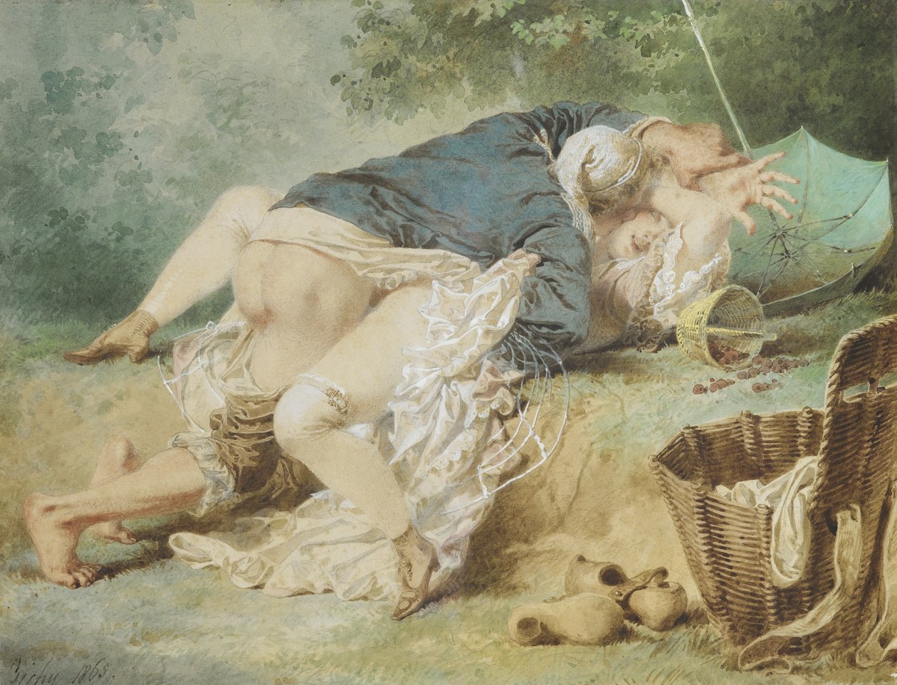 Älskare i en park, 1865 av Mihaly von Zichy