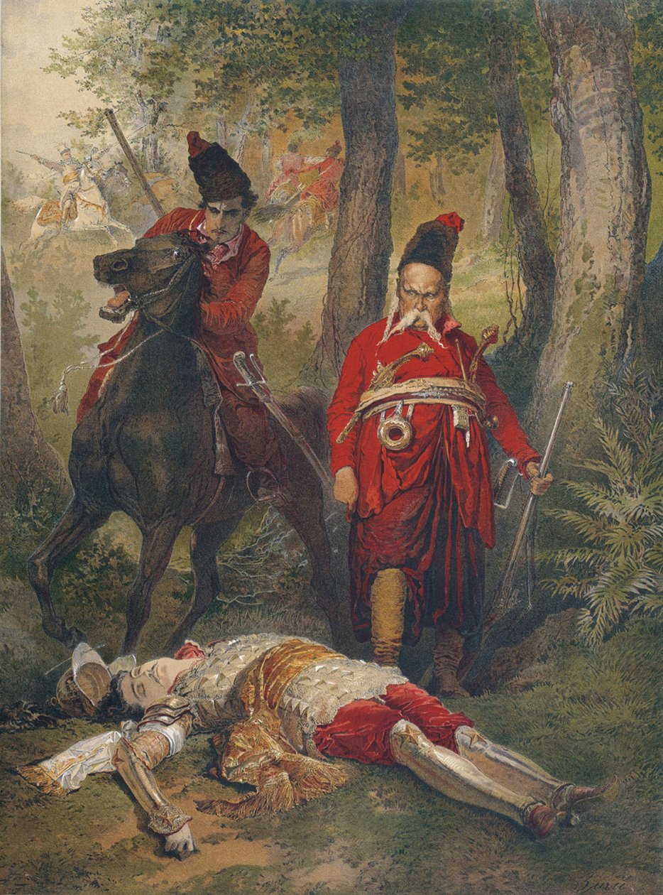 Taras Bulba Illustration för berättelse av N. Gogol, 1890-talet av Mihaly von Zichy