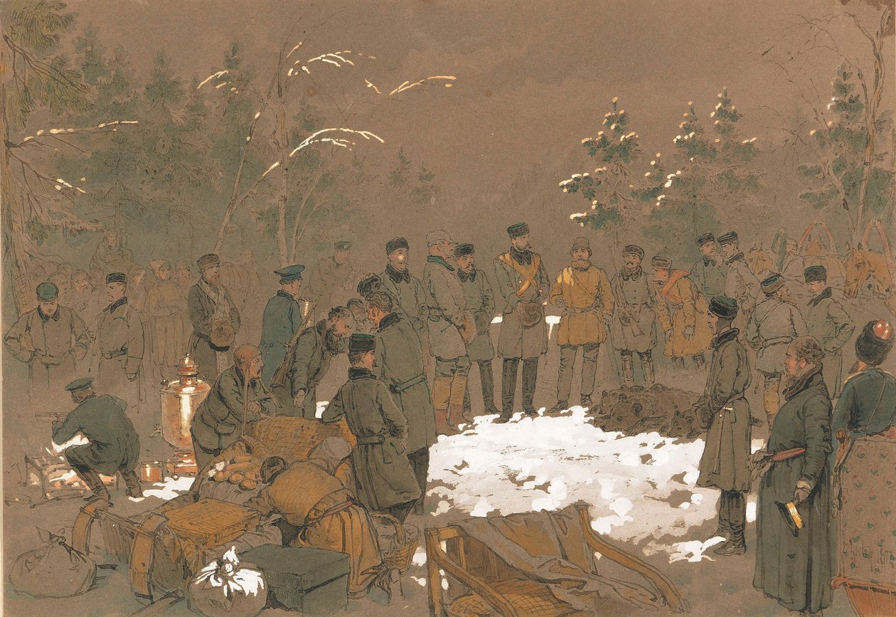Tsar Alexander II:s björnjakt, 1872. av Mihaly von Zichy