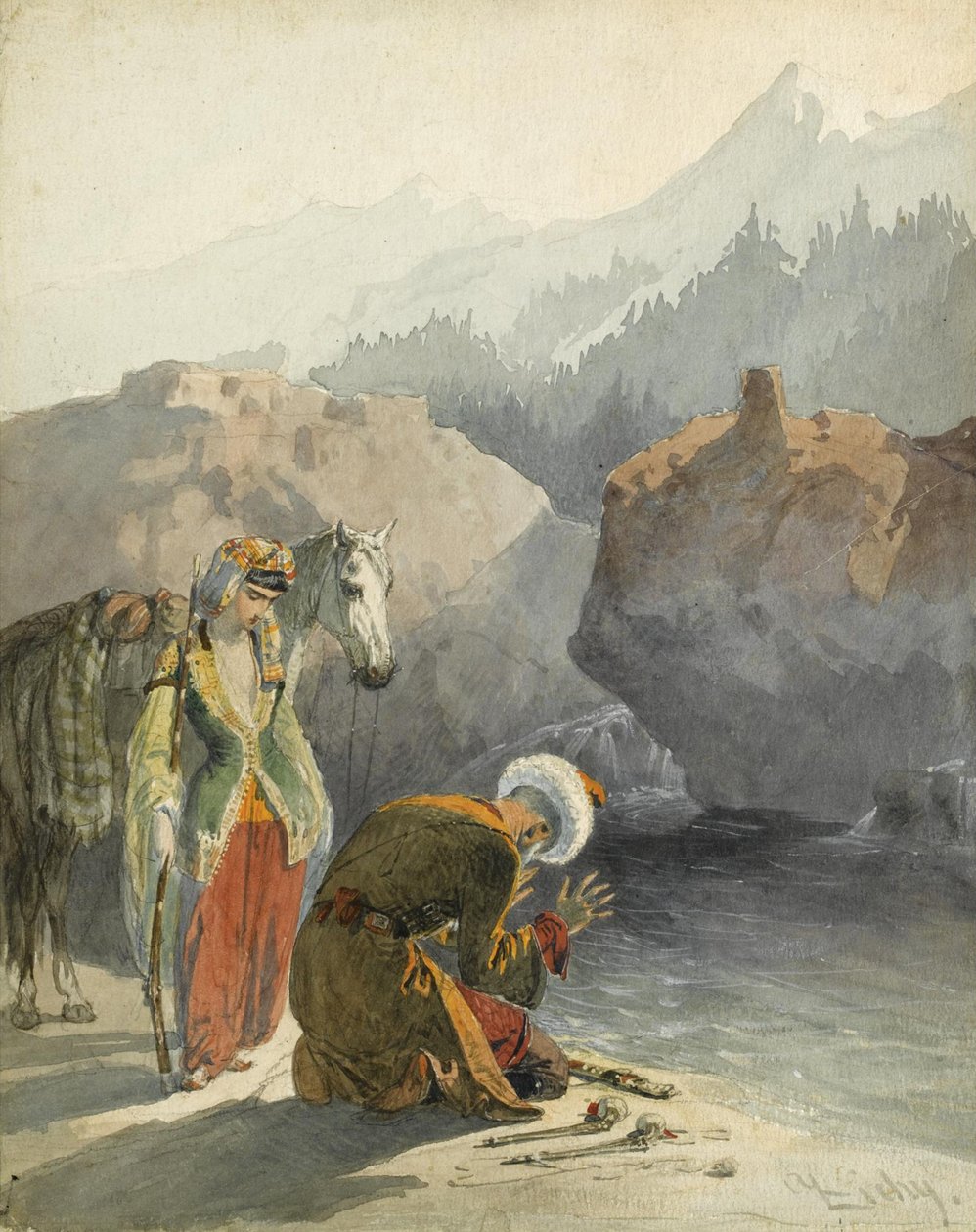 Bönen Från Series Scènes du Caucase av Mihaly von Zichy