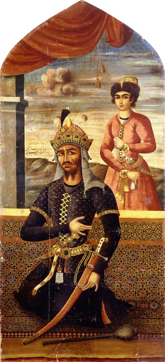 Porträtt av Afrasiyab, kung av Turan, ca 1803-4 av Mihr Ali