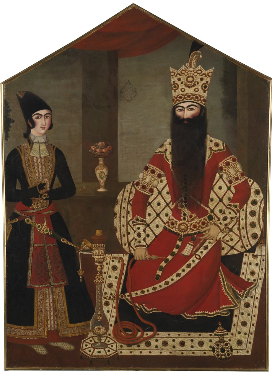 Porträtt av Fath Ali Shah stående 1797-1834, ca 1820 av Mihr Ali