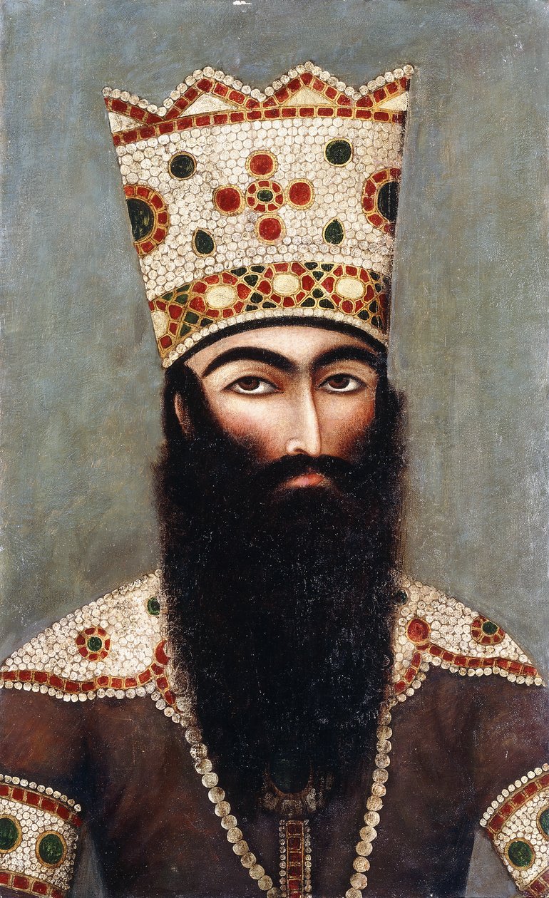 Qajar kungligt porträtt; förmodligen Fath "Ali Shah av Mihr Ali