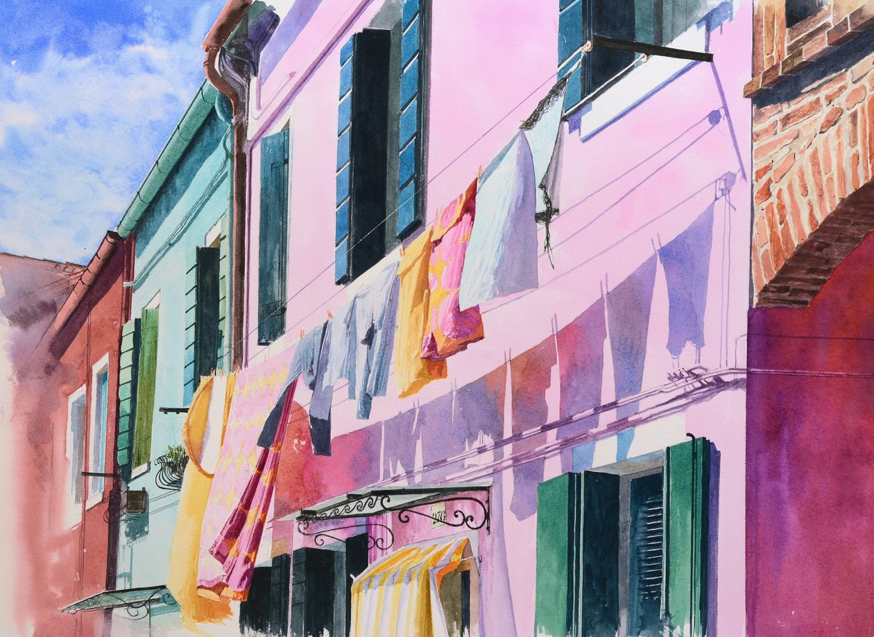 Burano (akvarell på papper) av Mike Briscoe
