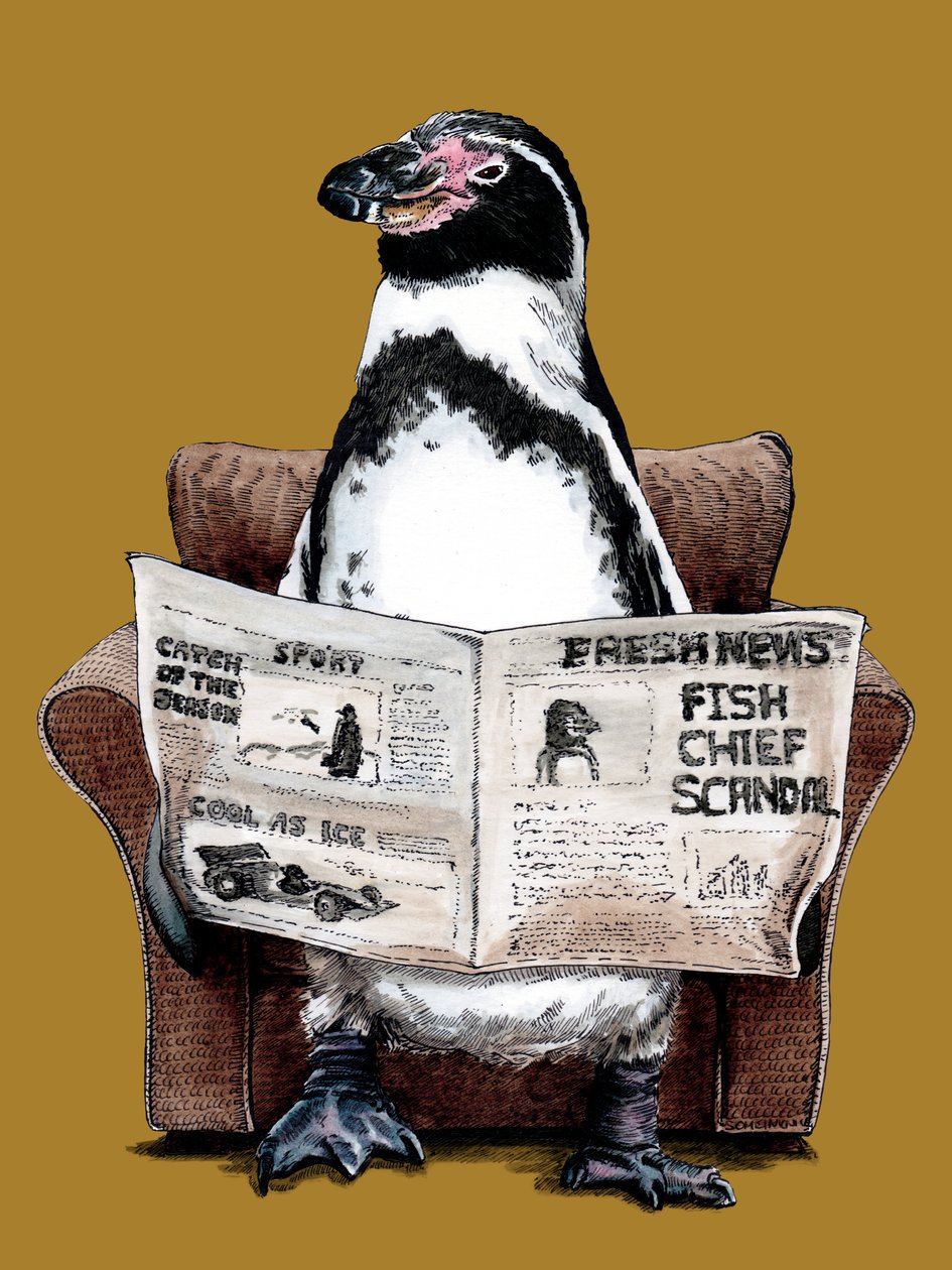 Pensionering Penguin på Golden Yellow, 2020 av Mike Davis