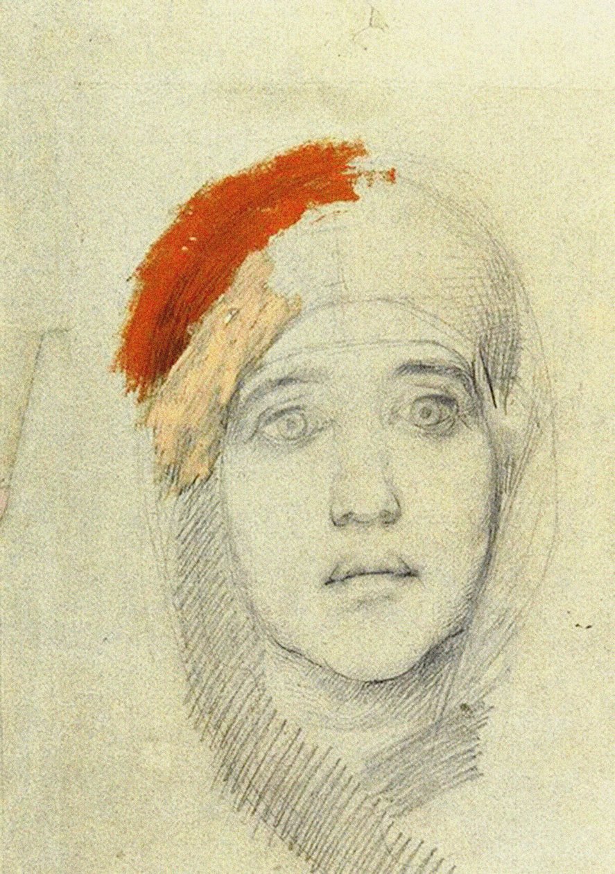 Study for the Virgin, 1884 (penna och gouache på papper) av Mikhail Aleksandrovich Vrubel