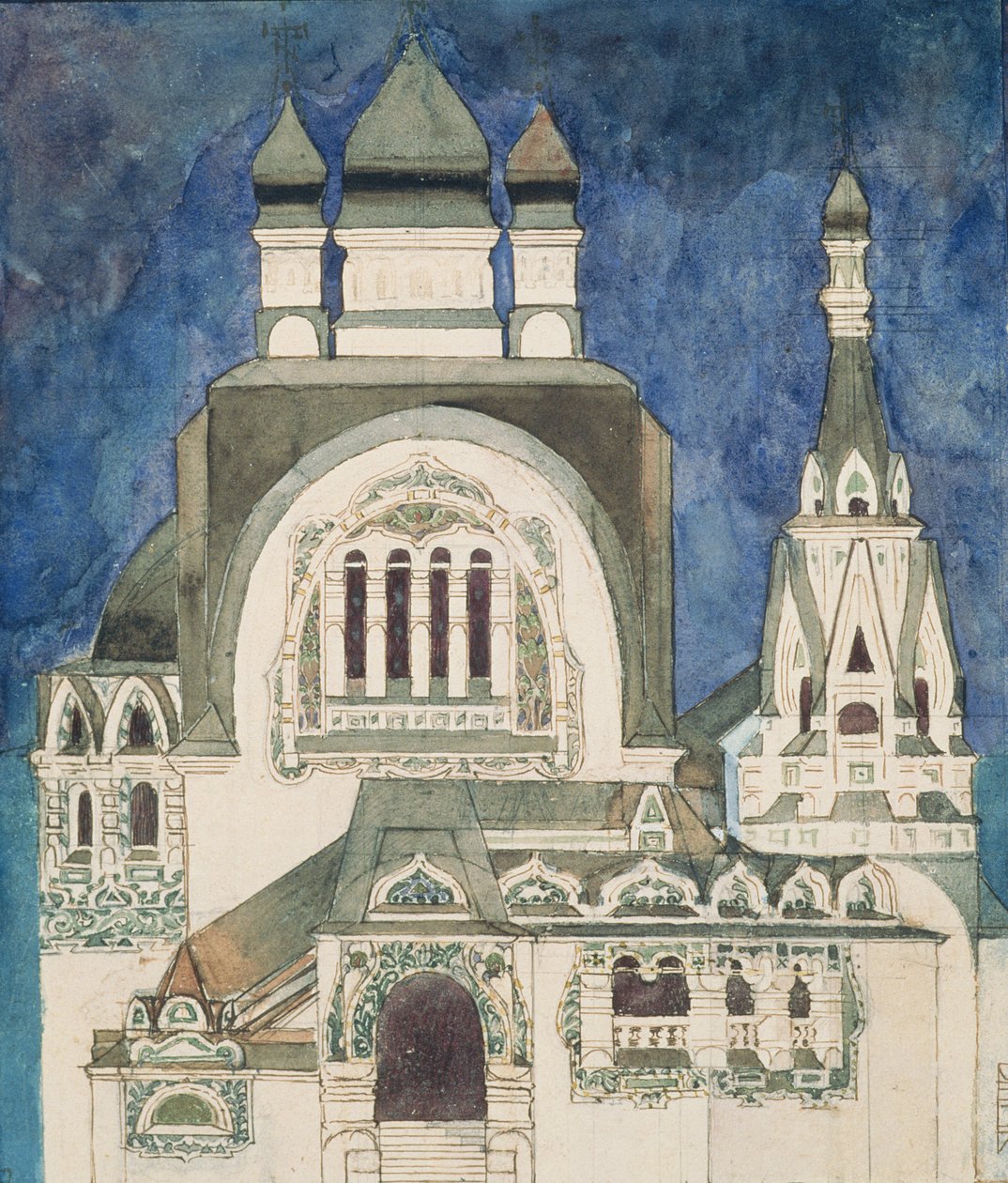 Orealiserad design för en kyrka i Talashkono, 1899 av Mikhail Aleksandrovich Vrubel