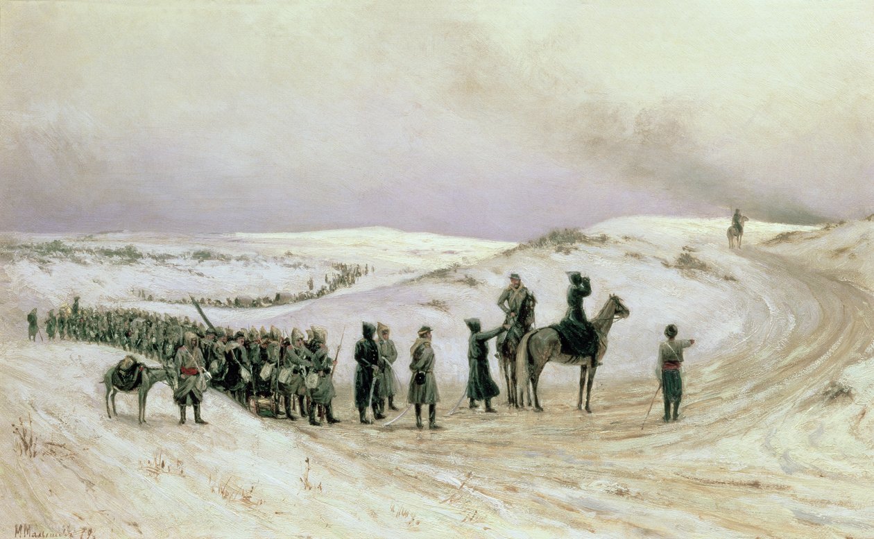 Bulgarien, en scen från det rysk-turkiska kriget 1877-78, 1879 av Mikhail Georgievich Malyshev
