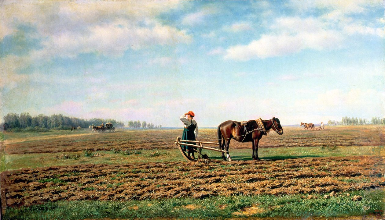 Plöjning av åkern, 1871 av Mikhail Konstantinovich Klodt