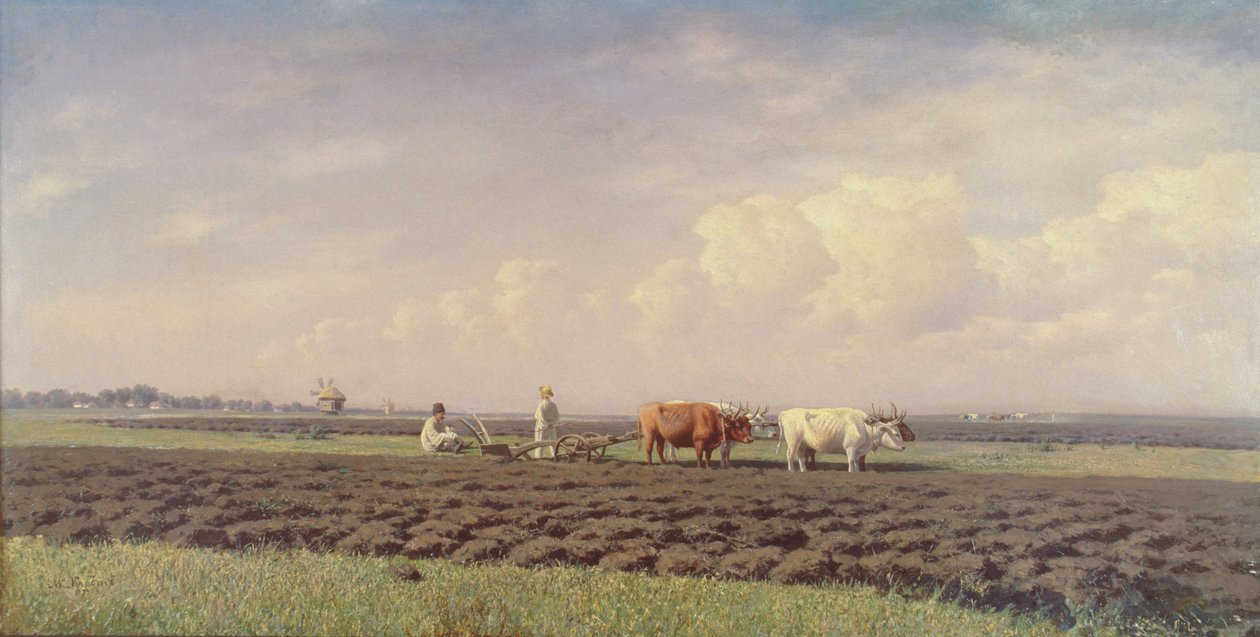 Plöjare i Ukraina, 1879 av Mikhail Konstantinovitch Clodt von Jurgensburg
