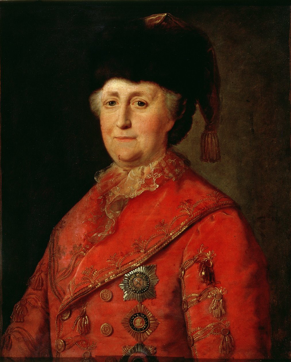 Porträtt av Katarina II den stora (1729-96) i en resande kostym, 1787 av Mikhail Shibanov