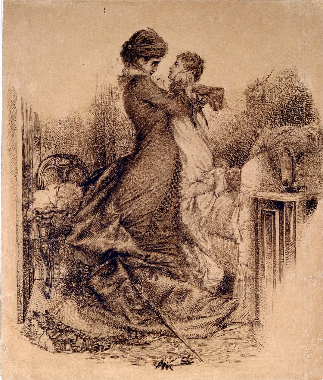 Anna Karenine avec son fils - Illustration till romanen "Anna Karenine"" av Leon Tolstoy av Mikhail Aleksandrovich Vrubel