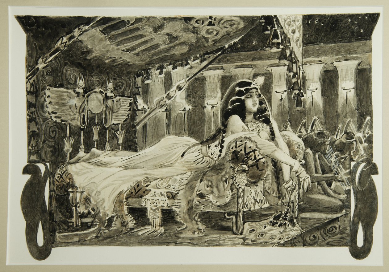 Cleopatra på sängen, 1899 av Mikhail Aleksandrovich Vrubel