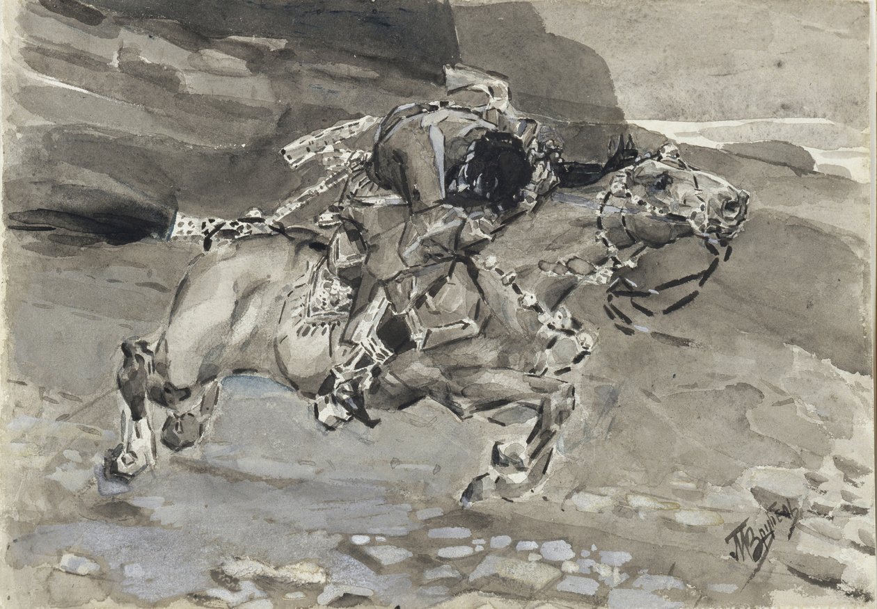 Ryttare. Illustration till dikten Demonen av Mikhail Lermontov, 1890-1891 av Mikhail Aleksandrovich Vrubel