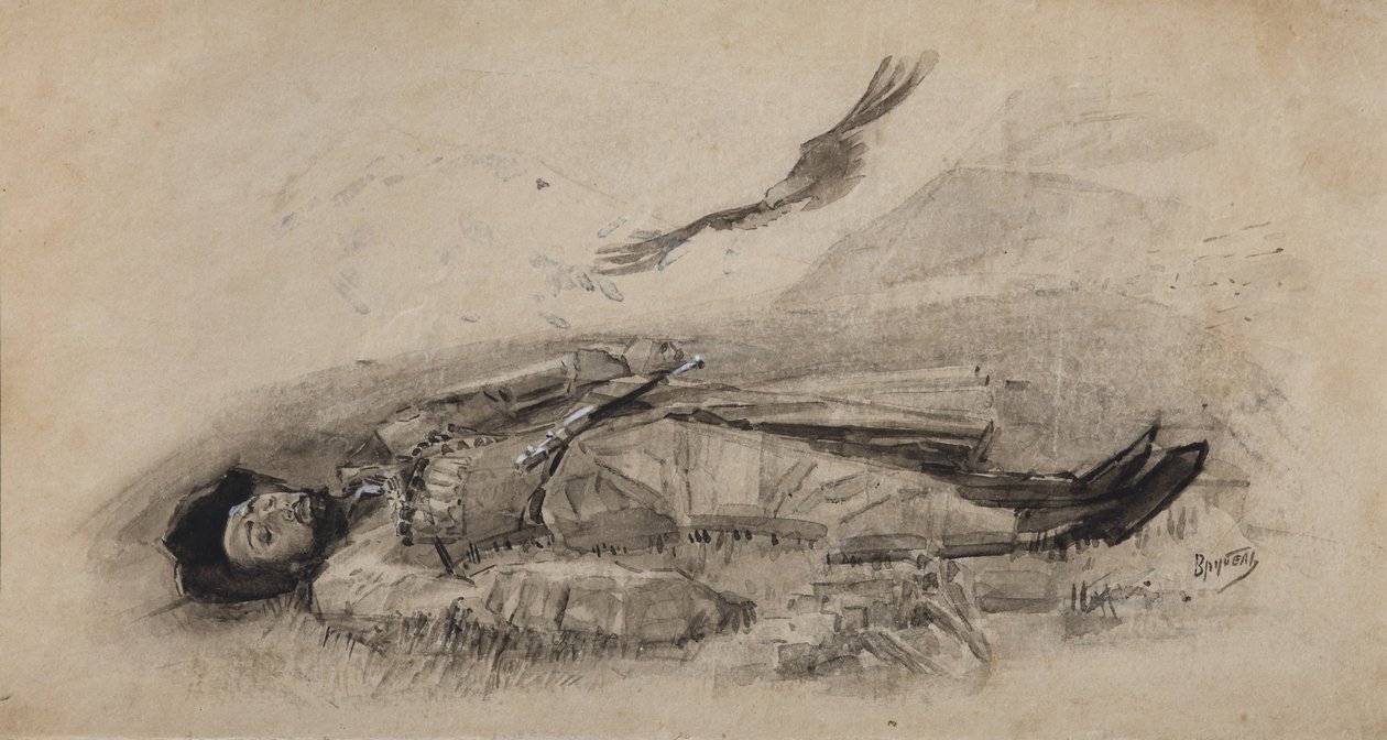 Illustration till dikten Ismail-Bey av M. Lermontov, 1889-1891 av Mikhail Aleksandrovich Vrubel