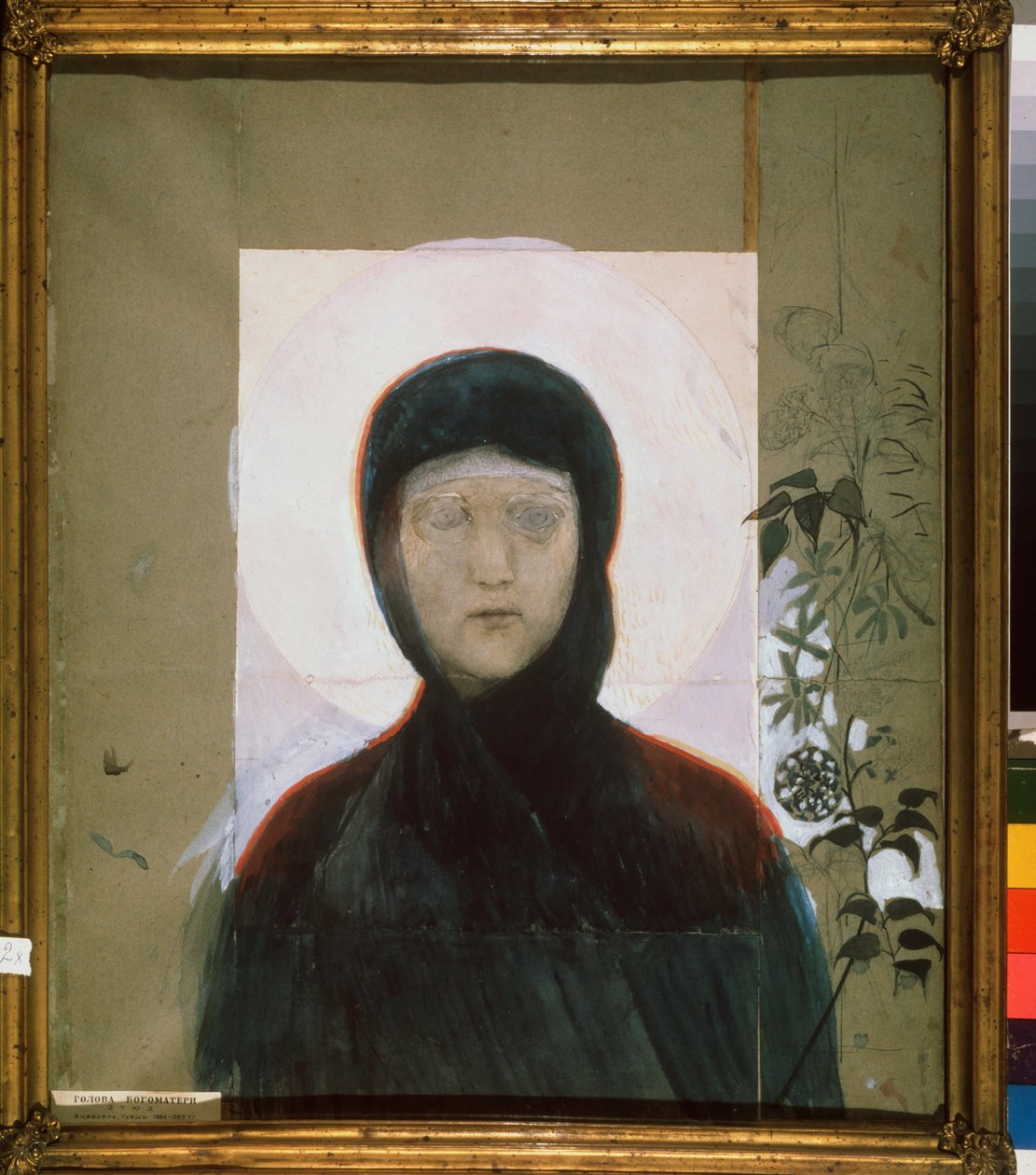La Vierge (Jungfrun) - Verk av Mikhail Alexandrovich Vrubel (Vrubel) (1856-1910), gouache på papper av Mikhail Aleksandrovich Vrubel