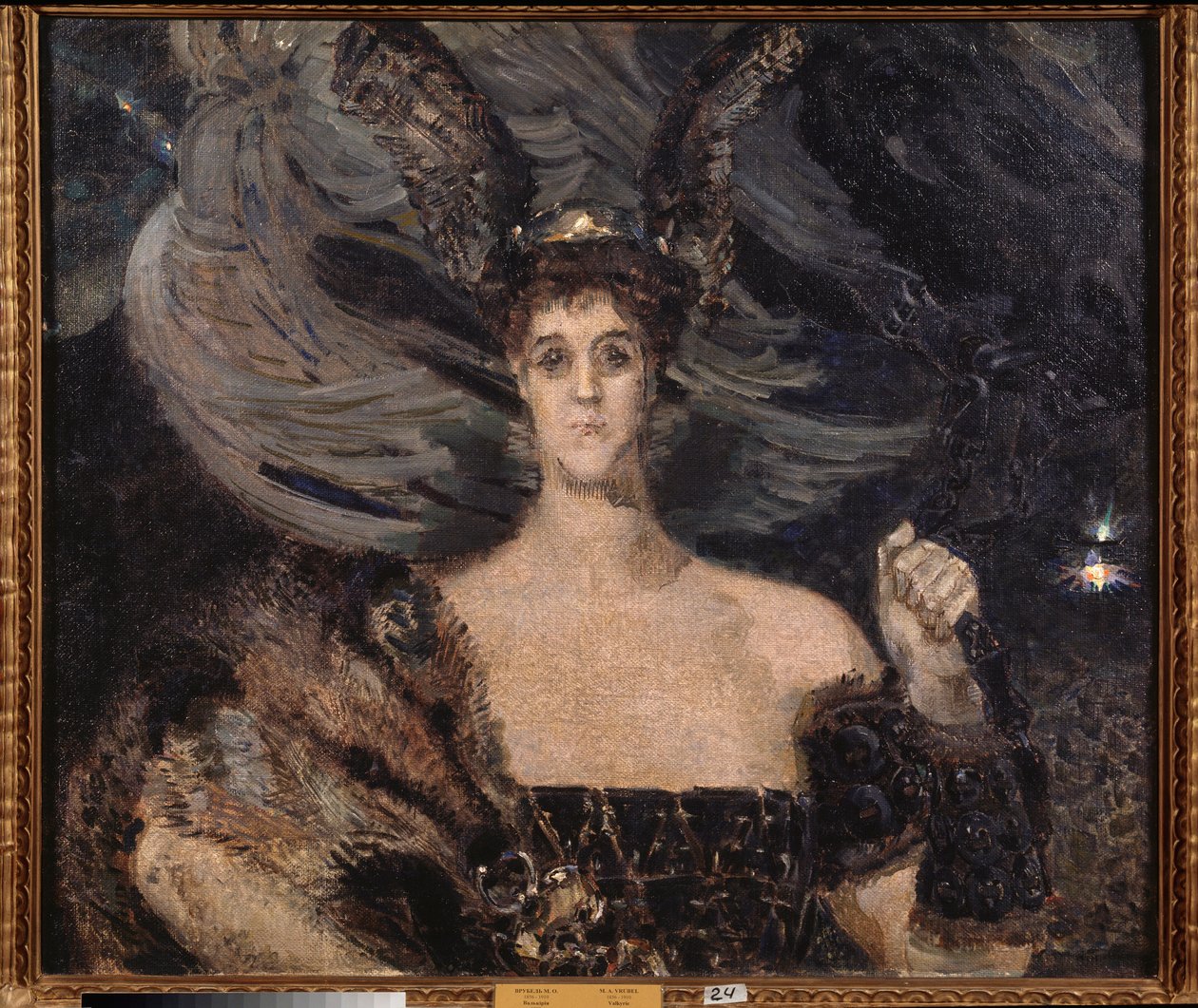 Valkyrian, porträtt av konstnären och beskyddare grevinnan Maria Tenisheva (Valkyrian, porträtt av konstnären och beskyddare grevinnan Maria Tenisheva) - Målning av Mikhail Alexandrovich Vrubel (Vrubel) (1856-1910), olja på tyg av Mikhail Aleksandrovich Vrubel