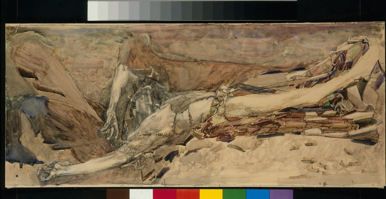 Demonterrassen - Verk inspirerat av dikten ""Demonen"" av Mikhail Lermontov (1814-1841) producerad av Mikhail Alexandrovich Vrubel (Vrubel) (1856-1910) av Mikhail Aleksandrovich Vrubel