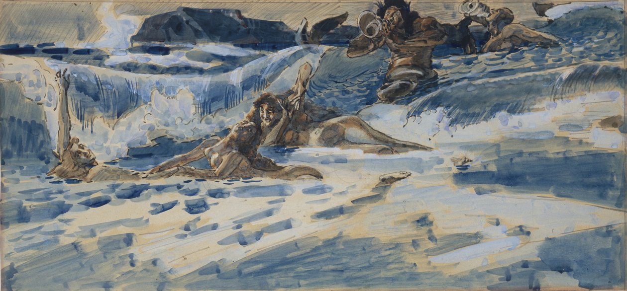 Spelar najader och tritoner, 1896-1898 av Mikhail Aleksandrovich Vrubel