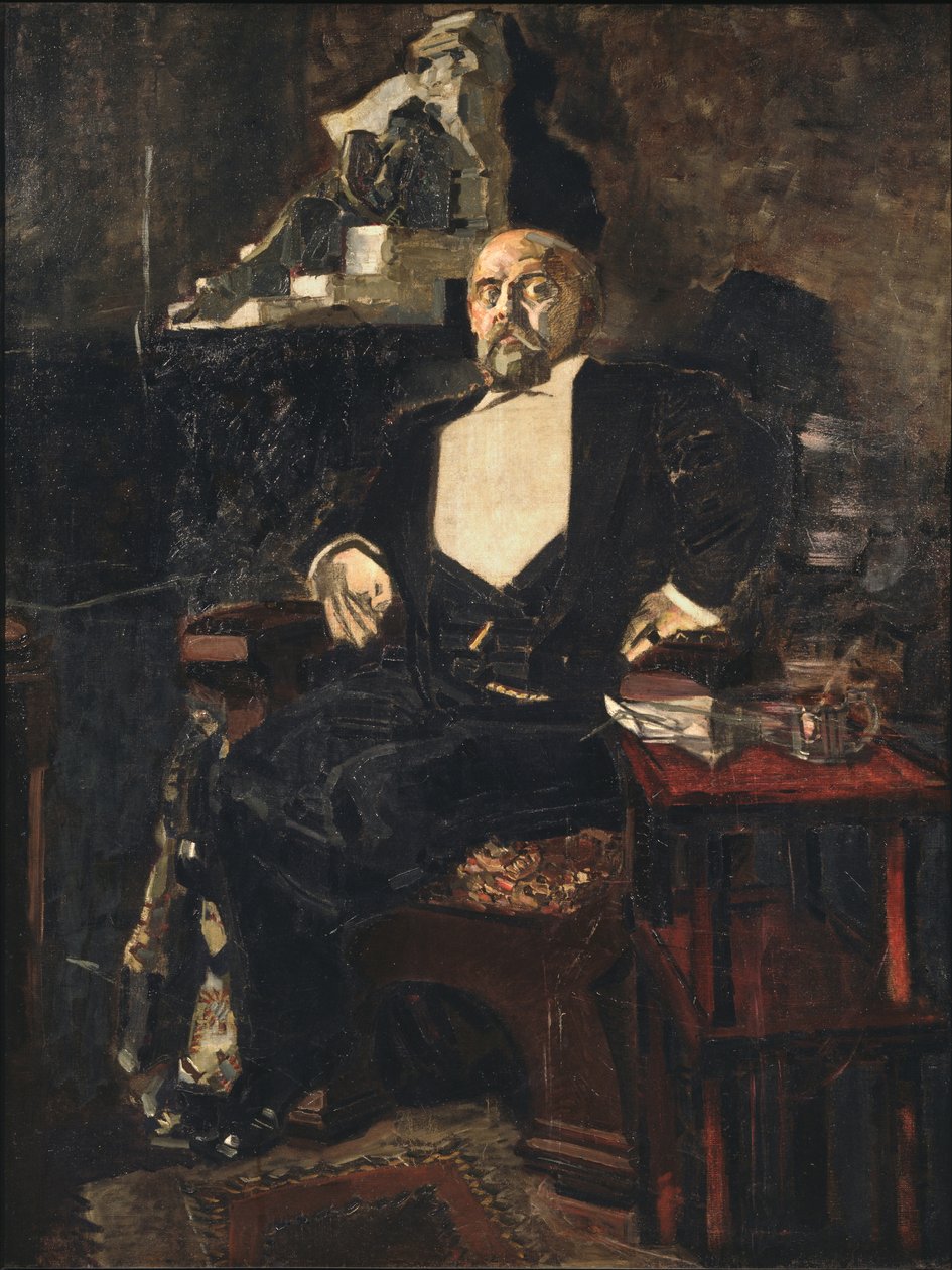 Porträtt av grundaren av den första ryska privatoperan Savva Mamontov 1841-1918, 1897 av Mikhail Aleksandrovich Vrubel