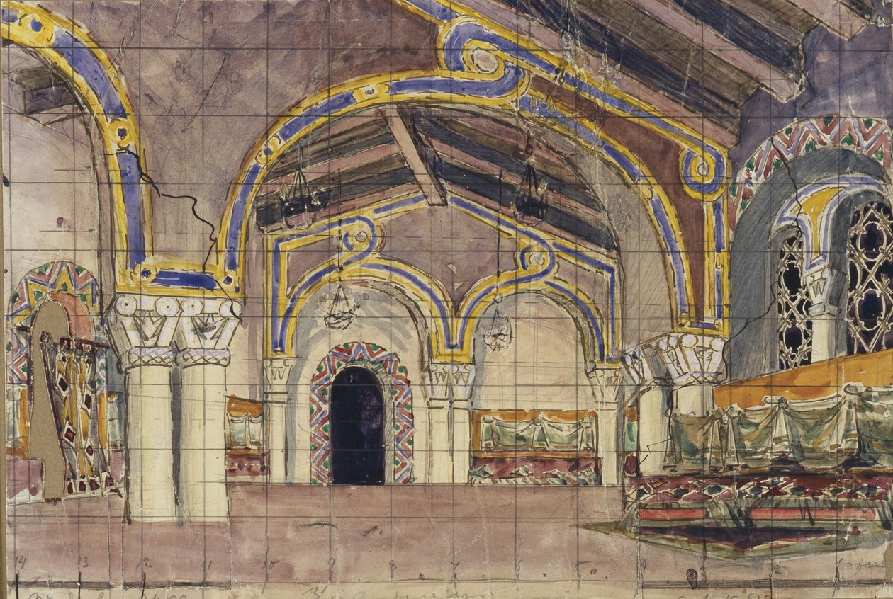 Scenografi för operan The Tsars bride av N. Rimsky-Korsakov, 1899 av Mikhail Aleksandrovich Vrubel