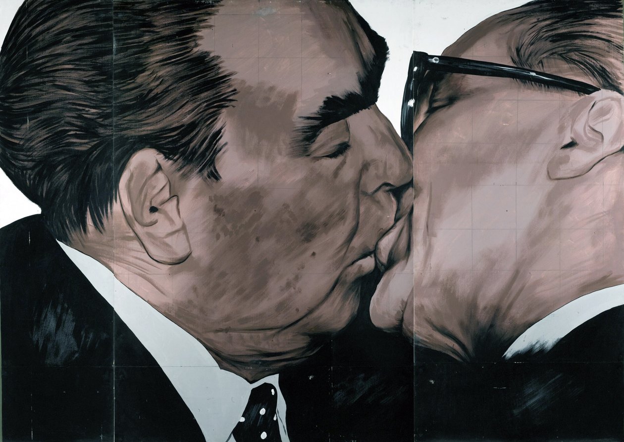 The Fraternal kiss (olja på duk) av Mikhail Aleksandrovich Vrubel