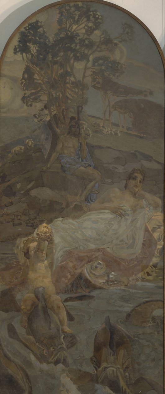 Venus, Amor och Paris, mittpanel i Triptyken The Judgment of Paris av Mikhail Aleksandrovich Vrubel