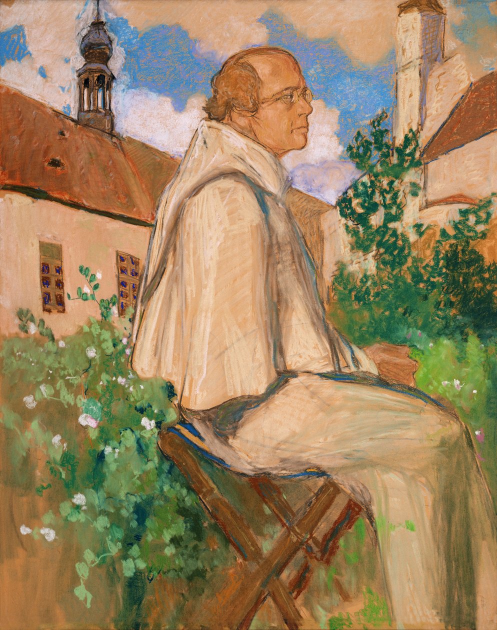 Porträtt av genetikern Johann Gregor Mendel, 1926 (pastellfärgad på papper) av Mikhail Dmitrievich Ezuchevsky