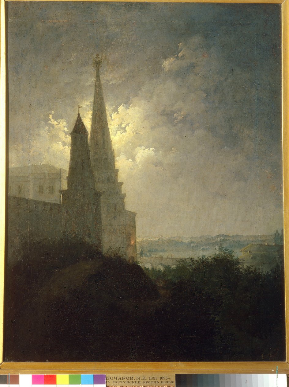 Utsikt över Kreml och Zamoskvorechye på natten av Bocharov, Mikhail Ilyich (1831-1895). Olja på duk av Mikhail Ilyich Bocharov
