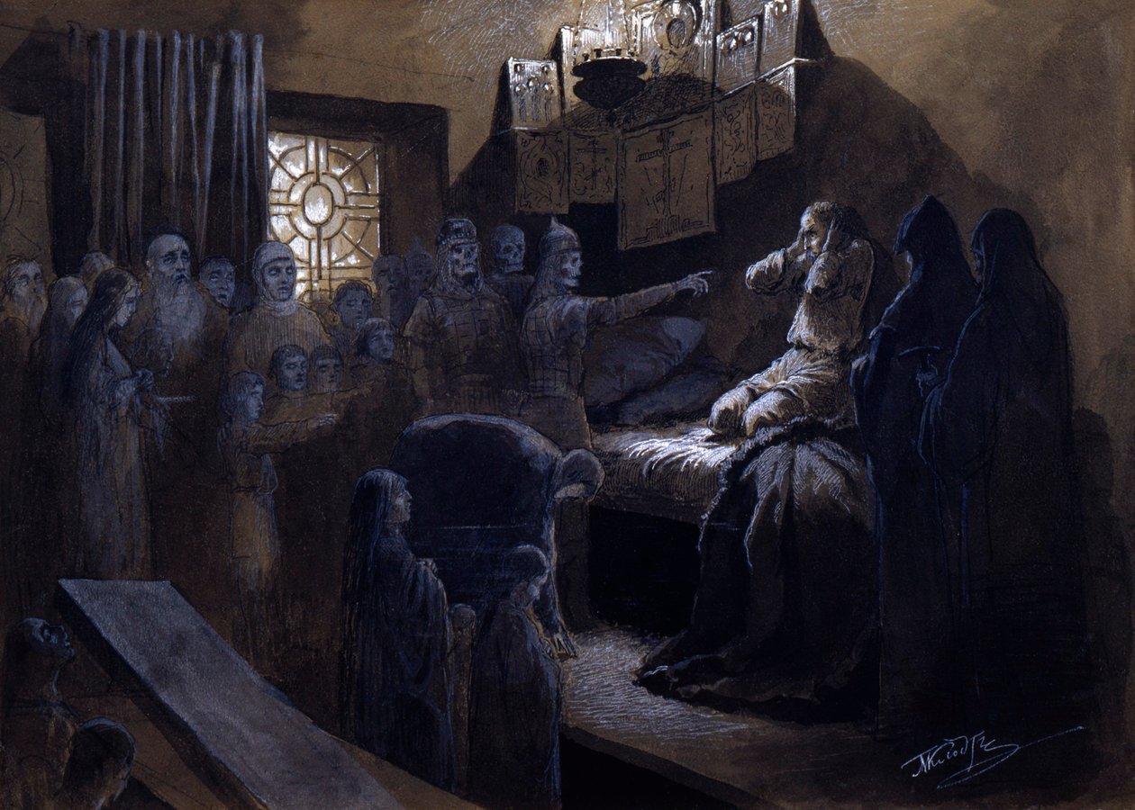 Ivan den hemska och hans offers spöken, 1800- eller tidigt 1900-tal av Mikhail Petrovich Klodt