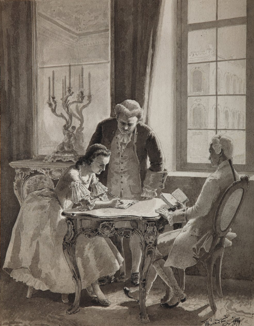 Ryska språklektion av kejsarinnan Katarina II, 1894 av Mikhail Petrovich Klodt Baron