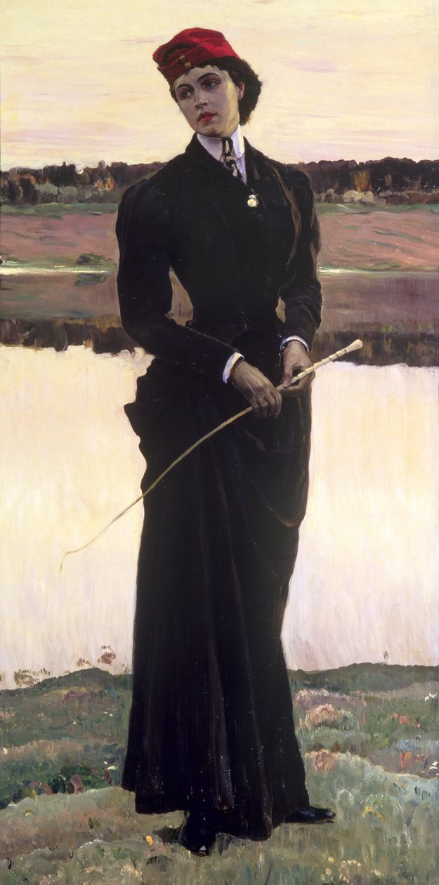 Porträtt av Olga Nesterova eller, kvinna i ridvana, 1906 av Mikhail Vasilievich Nesterov