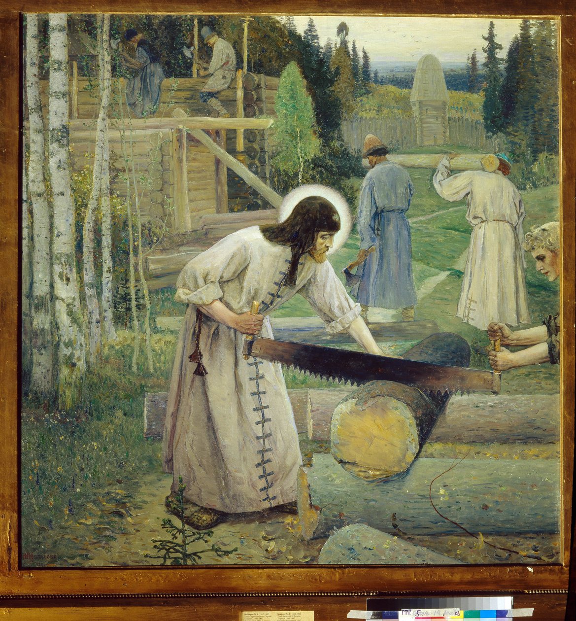 Serge de Radonege (1313-1392) - Sankt Sergius arbete (Triptyk, mitten) - Peinture de Mikhail Vasilyevich Nesterov (1862-1942) (symbolism) Tretyakov-galleriet, Moskva av Mikhail Vasilievich Nesterov