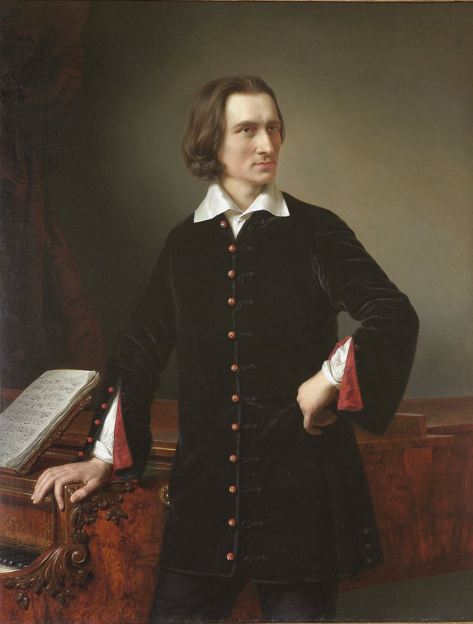 Porträtt av Franz Liszt (1811-1886), ungersk kompositör och pianist - Porträtt av Franz Liszt - Målning av Miklos Barabas (1810-1898) 1847 Ungerns nationalmuseum, Budapest av Miklós Barabás