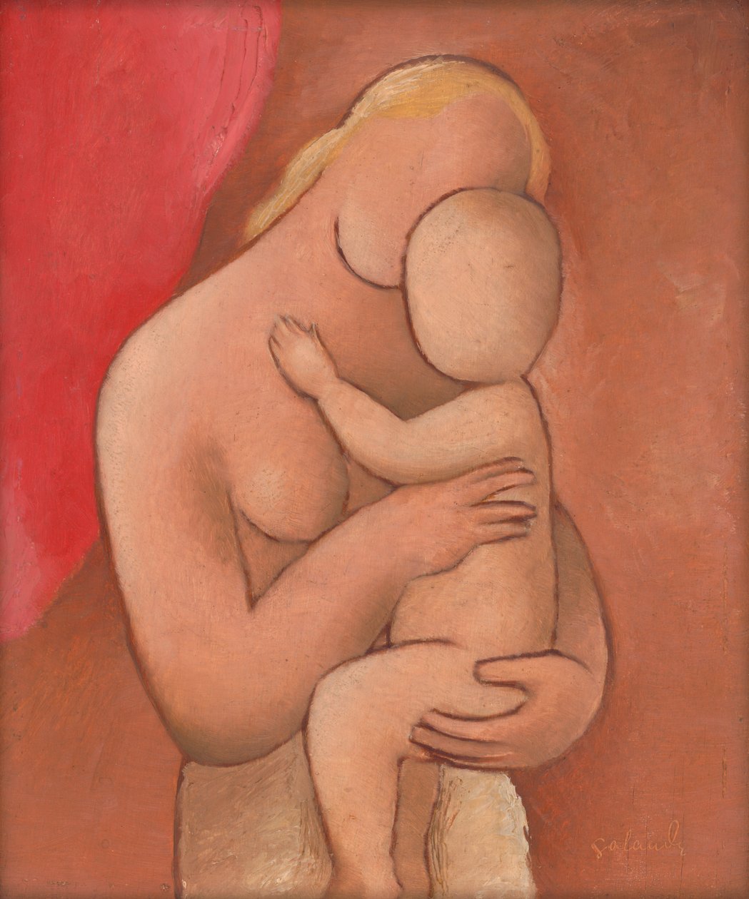 Mor och barn, ca 1934 (olja på plywood) av Mikulas Galanda