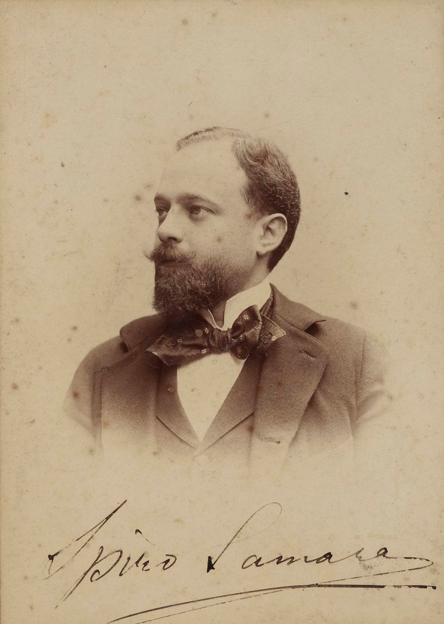 Porträtt av kompositören Spyridon Samaras 1861-1917, ca 1894. av Milano . Guigoni and Bossi