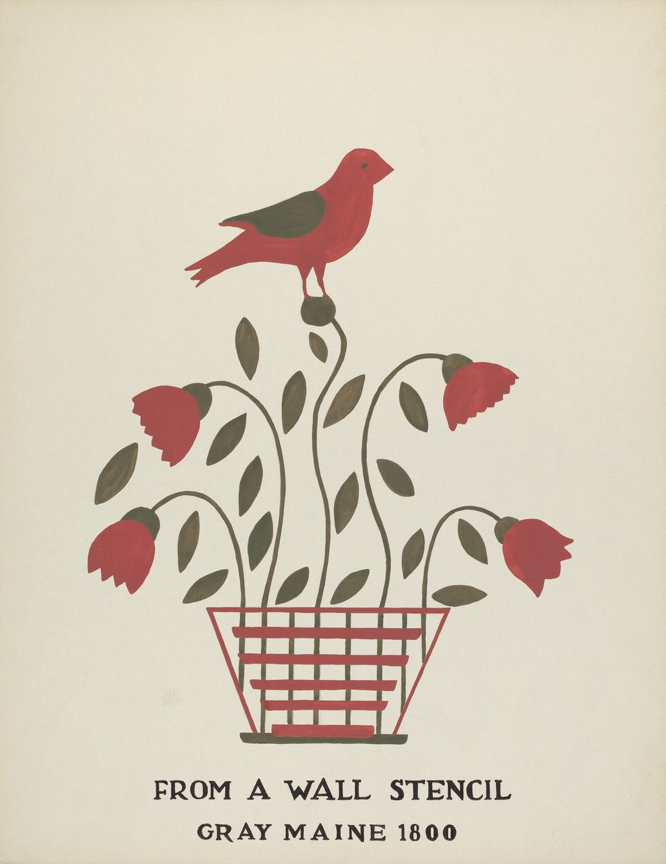 Design från Gray, Maine 1800 (nr 2): Från den föreslagna portföljen "Maine Wall Stencils" av Mildred E. Bent