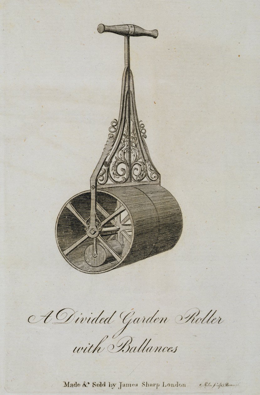 Trädgårdsvält med delad pipa och vågar, 1773 av Miles