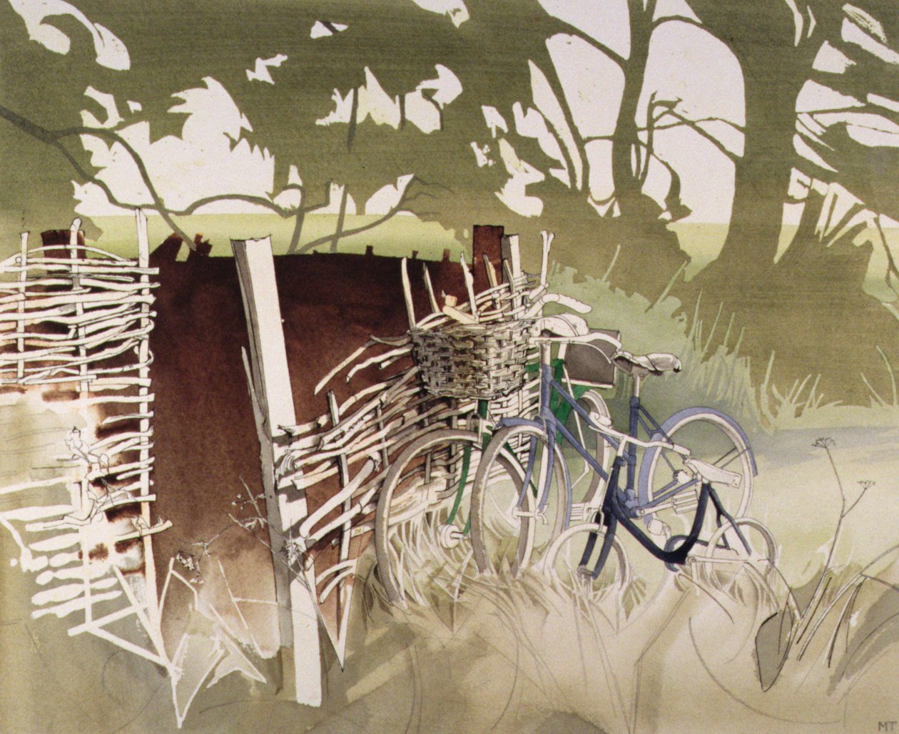 Decrepit Essex Bicycles (wc på papper) av Miles Contemporary Artist Thistlethwaite