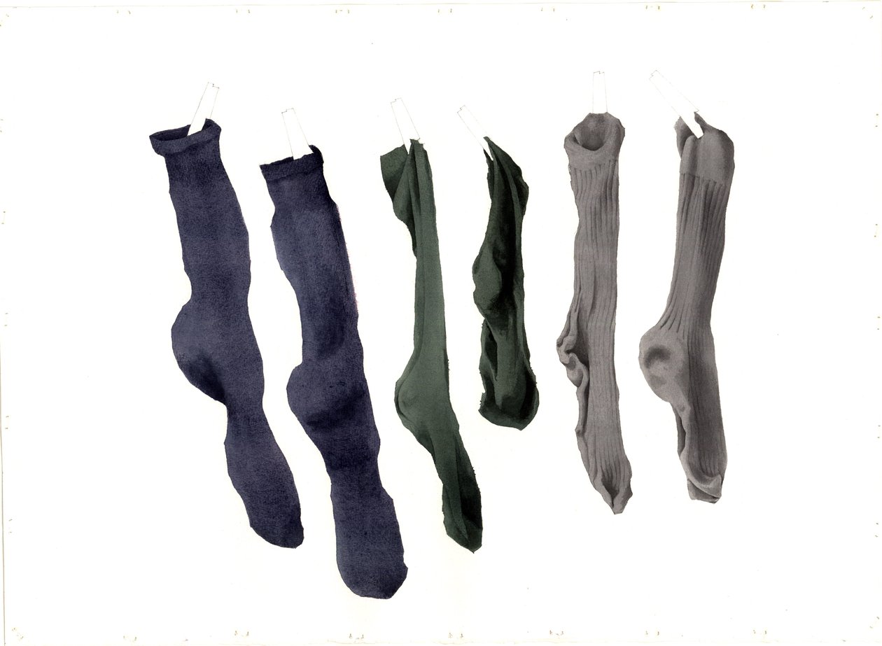 Six Socks, 2003 (wc på papper) av Miles Contemporary Artist Thistlethwaite